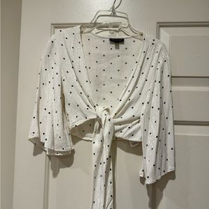 Topshop Tie Front Top with Polka Dots